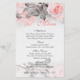 Cartão de Menu de Casamento Rosa Rosa Rosa Rosa-Ro