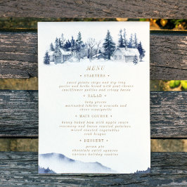 Cartão de Menu de Casamento Rustic Blue Mountain