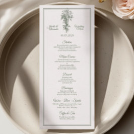 Cartão de Menu de Casamento Sage Gray Toile de Jou