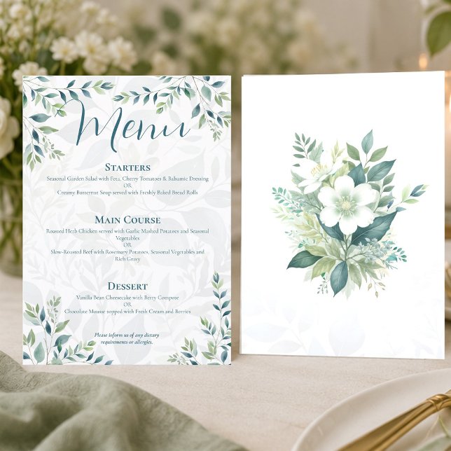 Cartão de Menu de Casamento Sage Verde Eucalipto M (Criador carregado)