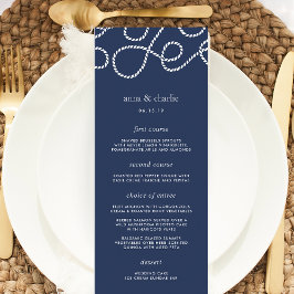 Cartão de Menu de Casamento Sensível | Azul Marinh