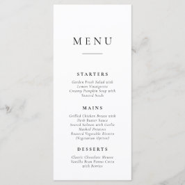 Cartão de Menu de Casamento Simples Clássico