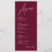 Cartão de Menu de Casamento Simples e Moderno Vinh