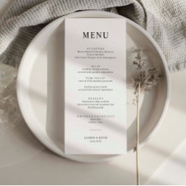 Cartão de Menu de Casamento Simples Minimalista