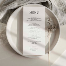 Cartão de Menu de Casamento Simples Minimalista