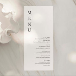 Cartão de Menu de Casamento Simples Minimalista