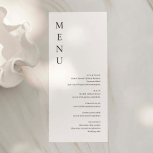 Cartão de Menu de Casamento Simples Minimalista