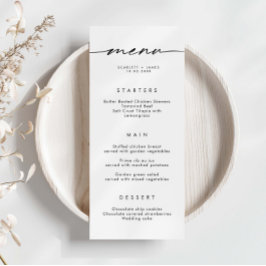 Cartão de Menu de Casamento Simples Minimalista