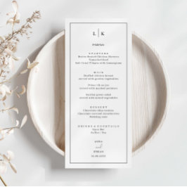 Cartão de Menu de Casamento Simples Minimalista