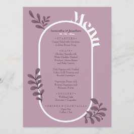 Cartão de Menu de Casamento Simples Rosa