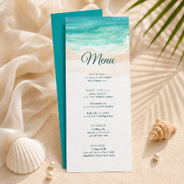 Cartão de Menu de Casamento Tropical em Aquarela n