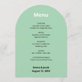 Cartão de Menu de Casamento Verde da Modern Mint