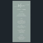 Cartão de Menu de Casamento Verde da Sage com Tipo<br><div class="desc">O Cartão de Menino Verde de Casamento Simples da Tipografia Simples Minimalista é perfeito para um casamento mínimo moderno. Design com tipografia/caligrafia manuscrita em fundo verde-sábio ou verde-poeirento com um simples aspecto limpo. Este menu pode ser usado para recepção de casamento, janto de ensaio ou qualquer evento. Cartões de excelente...</div>