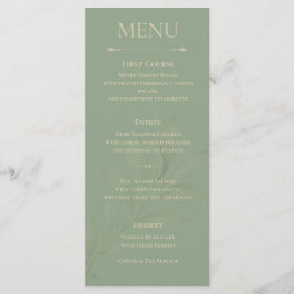 Cartão de Menu de Casamento Verde Sage Minimalista