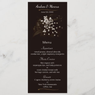 Cartão de Menu de Casamento Vignette das Flores d