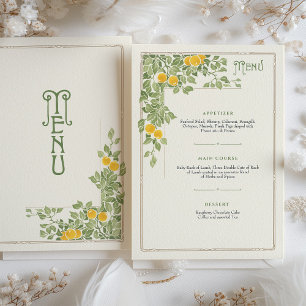 Cartão de Menu de Casamento Vintage Citrus Art Nou