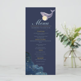 Cartão de Menu de Chá de Bebê Lua Celestial | Bale