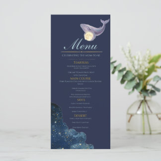 Cartão de Menu de Chá de Bebê Lua Celestial | Bale