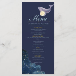 Cartão de Menu de Chá de Bebê Lua Celestial | Bale
