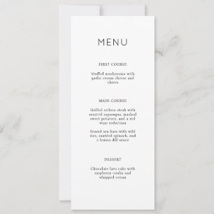 Cartão de Menu de Chá de Noiva Minimalista Elegant