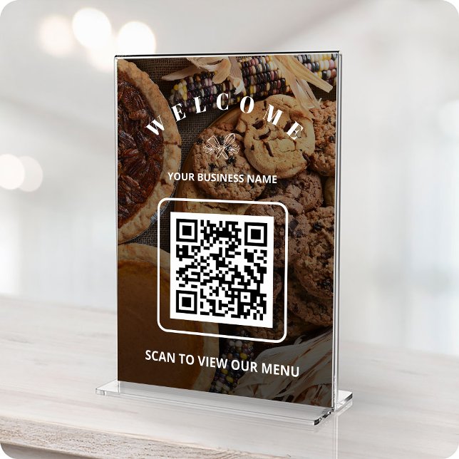 Cartão de Menu de Código QR sem contato para o Pho (Custom Photo Bakery Contactless QR code Menu Card)