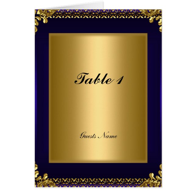 Cartão de Menu de Colocação de Mesa em Dourado e A (Frente)