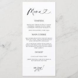 Cartão de Menu de Coração Mínimo Recepção Jantar F