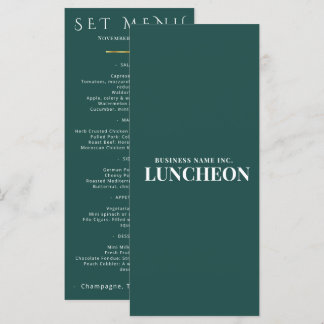 Cartão de Menu de Evento Teal Elegante Casamento C
