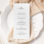 Cartão de Menu de Festa Clássica de Recepção de ca<br><div class="desc">Nosso cartão de menu personalizado apresenta uma caligrafia moderna para a maneira perfeita de informar seus convidados sobre suas escolhas de refeições no seu casamento ou evento. Este item faz parte da nossa coleção Goldie G100,  por favor,  compre a nossa loja para produtos correspondentes.</div>