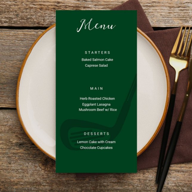 Cartão de Menu de Festa de Aniversário com Tema de (golf menu sign, golf party menu, golf birthday menu, golf event menu, golf theme party decor, golf p)