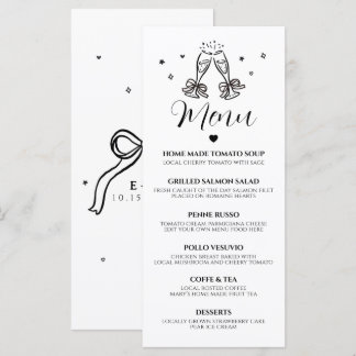 Cartão de Menu de Festa de Casamento Minimalista D