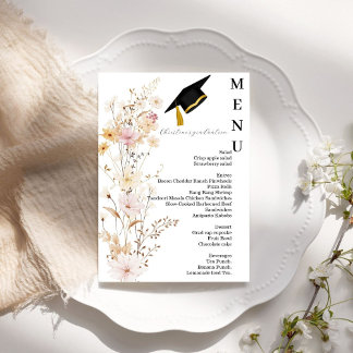 Cartão de Menu de Festa de formatura de Flor Selva