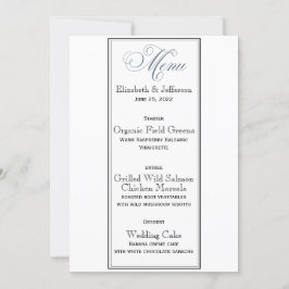 Cartão de Menu de Festa ou Casamento Azul Ardesia