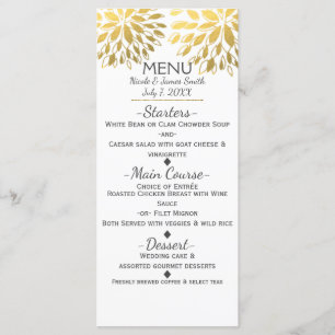 Cartão de Menu de Flores Florais Modernas com Apar