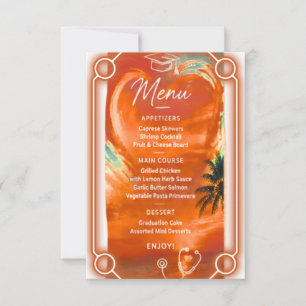 Cartão de Menu de Formatura de Enfermagem Golden H