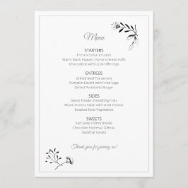 Cartão de Menu de Ilustração Floral