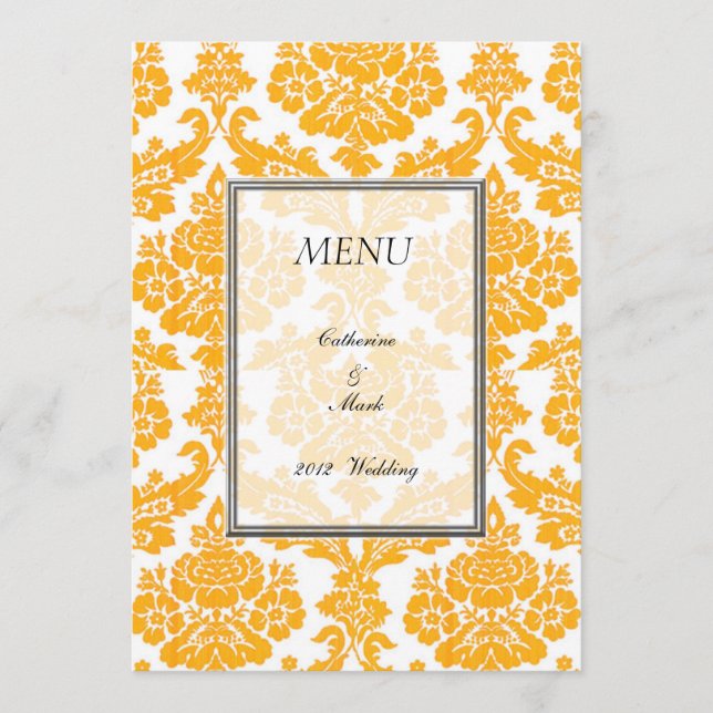 cartão de menu de jantar, damasco (Frente)