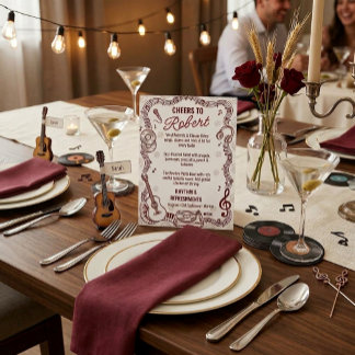 Cartão de Menu de Jantar de Aniversário de Música