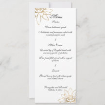 Cartão de menu de jantar de casamento branco, pret