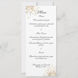 Cartão de menu de jantar de casamento branco, pret