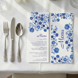 Cartão de Menu de Jantar de Casamento com Buquê Fl