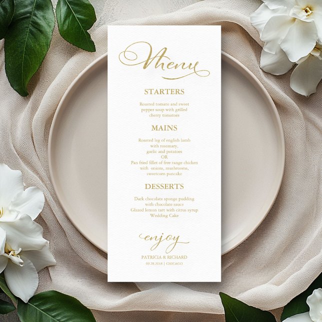 Cartão de Menu de Jantar de Casamento com Letra Fa (Criador carregado)