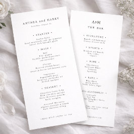 Cartão de Menu de Jantar de Casamento com Serif Mo