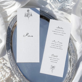 Cartão de Menu de Jantar de Casamento Desenhado à 
