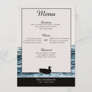 Cartão de Menu de Jantar do Lago do Pato Selvagem
