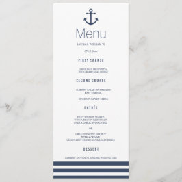 Cartão de Menu de Janto de Ancoragem Náutica e Cas