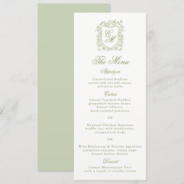 Cartão de Menu de Jardim de Casamento Verde Sage c