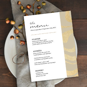 Cartão de Menu de Mesa de Casamento Glitter Dourad