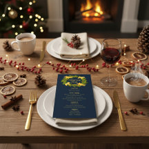 Cartão de Menu de Natal Personalizado com Coroa de