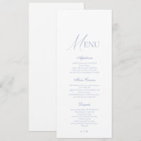 Cartão de Menu de Noiva Elegante Arte Final Azul E